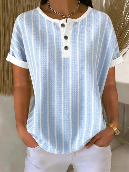 

Vintage Striped Short Sleeve T-shirt, Blue, T-shirts