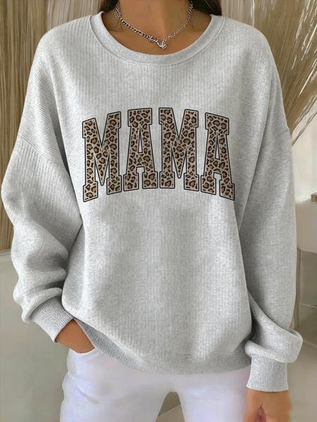 Women Text Letters Crew Neck Vintage Spring/Fall Long Sleeve Sweatshirt
