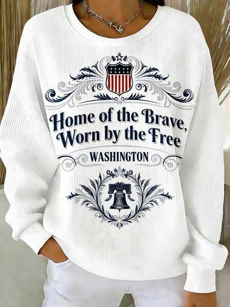 

Vintage Crew Neck Text Letters Sweatshirt, White, Hoodies & Sweatshirts