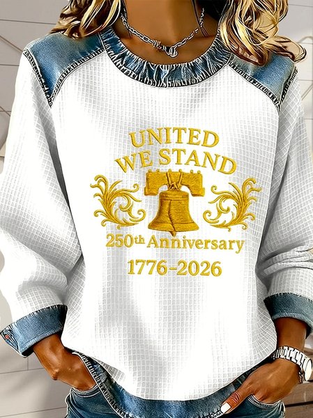 

Casual Crew Neck Color Block Sweatshirt, White, Hoodies & Sweatshirts