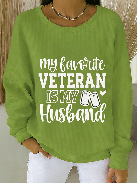 Women Text Letters Crew Neck Vintage Spring/Fall Long Sleeve Sweatshirt