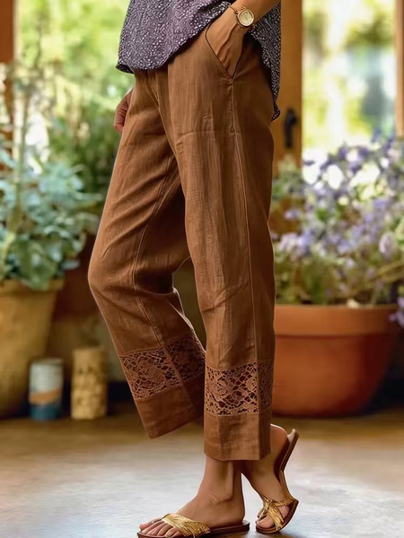 

Women Plain Ankle Pants Pants Casual Spring/Fall Trousers, Deep brown, Pants