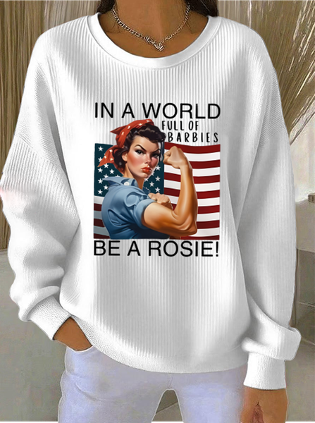 

Vintage Crew Neck Text Letters Sweatshirt, White, Hoodies & Sweatshirts