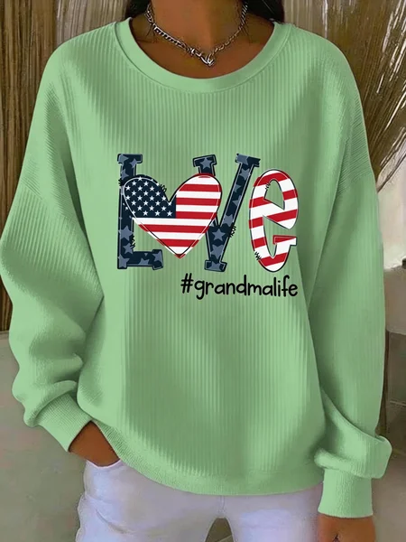 

Casual Crew Neck America Flag Sweatshirt, Green, Hoodies & Sweatshirts