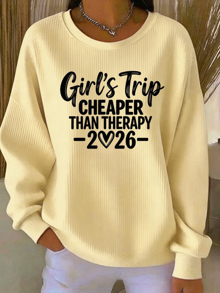 

Casual Crew Neck Letter Pattern Sweatshirt, Yellow, Hoodies & Sweatshirts