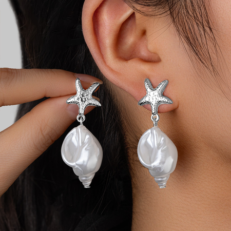 

Shell Starfish temperament ms' Earrings, Color4, Earring