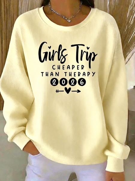

Casual Crew Neck Letter Pattern Sweatshirt, Yellow, Hoodies & Sweatshirts