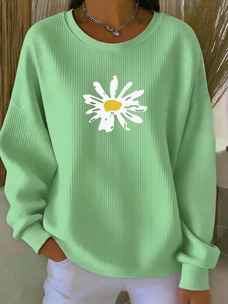 Women Floral Crew Neck Casual Spring/Fall Long Sleeve Sweatshirt