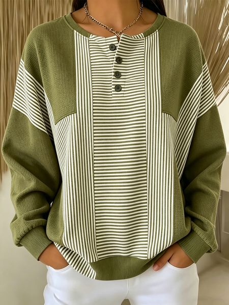 

Casual Striped Sweatshirt, Army green, Hoodies & Sweatshirts