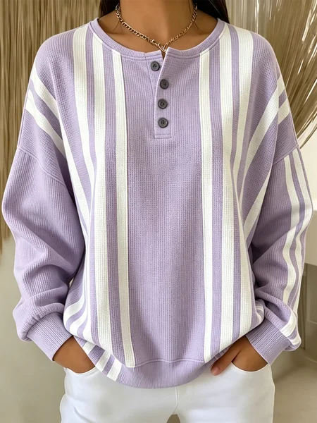 

Casual Striped Sweatshirt, Light purple, Hoodies & Sweatshirts