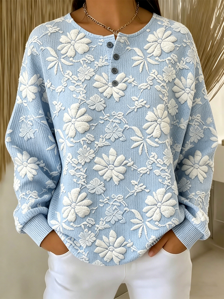 

Casual Floral Sweatshirt, Blue, Hoodies & Sweatshirts