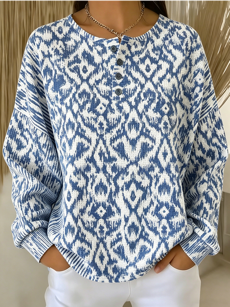 

Casual Geometric Sweatshirt, Blue, Hoodies & Sweatshirts