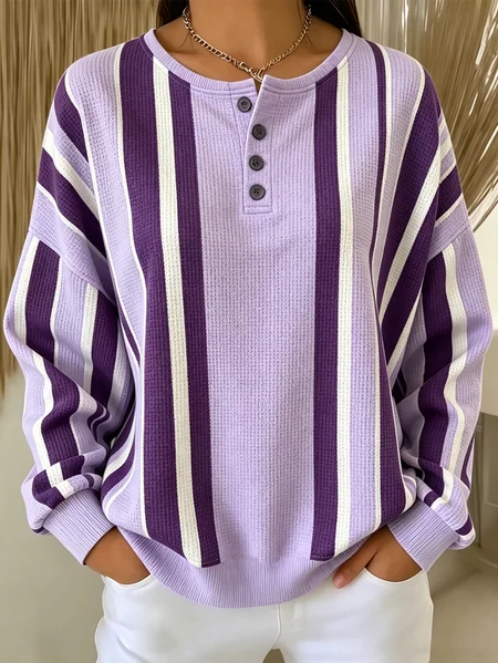

Casual Striped Sweatshirt, Purple, Hoodies & Sweatshirts