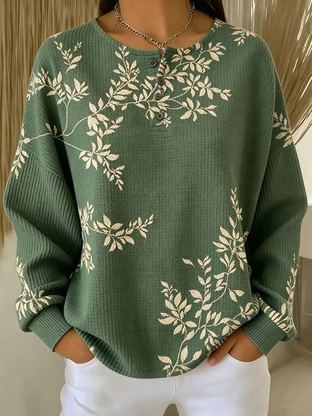 

Casual Floral Sweatshirt, Green, Hoodies & Sweatshirts