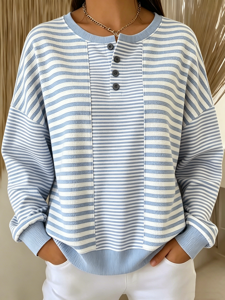 

Casual Striped Sweatshirt, Blue, Hoodies & Sweatshirts