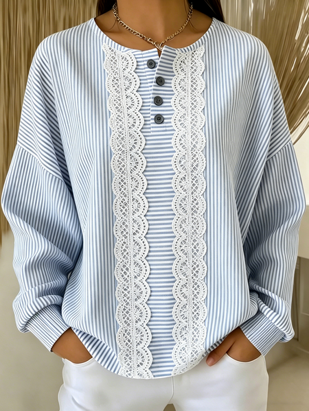 

Casual Striped Sweatshirt, Blue, Hoodies & Sweatshirts
