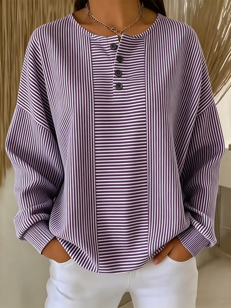 

Casual Striped Sweatshirt, Deep purple, Hoodies & Sweatshirts