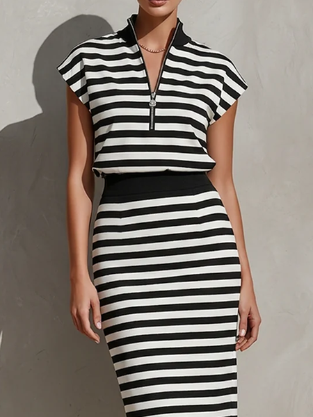 

Casual Striped Stand Collar Blouse, Stripe, Blouses and Shirts