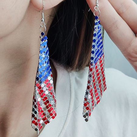 

American Flag Color Block Independence Day AcrylicMaterial Earrings, Color2, Earring