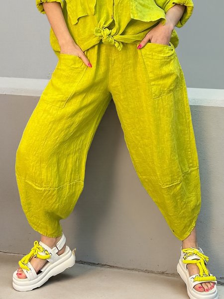 

Cotton Casual Plain Harem Pants, Green, Pants