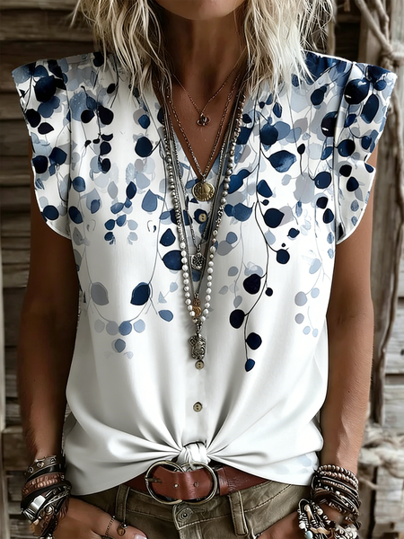 

Vintage Ditsy Floral Cap Sleeve T-shirt, White, T-shirts