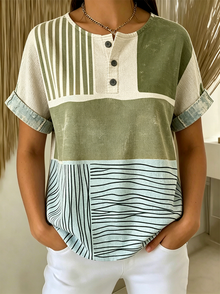 

Vintage Striped Short Sleeve T-shirt, Green, T-shirts