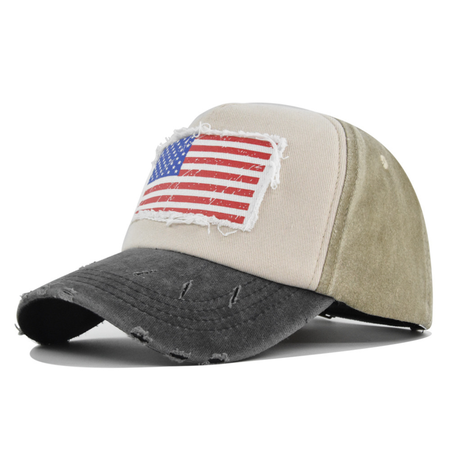 

Vintage Color Block Embroidery American Flag Hat Baseball Cap, Black, Hats