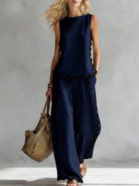 Women Floral Two-Piece Set Daily Sleeveless Casual Summer Top With Pants Matching Set