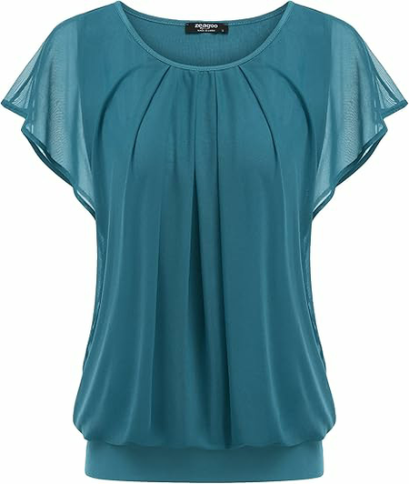 

Casual Plain Crew Neck Short Sleeve T-shirt, Blue, T-shirts