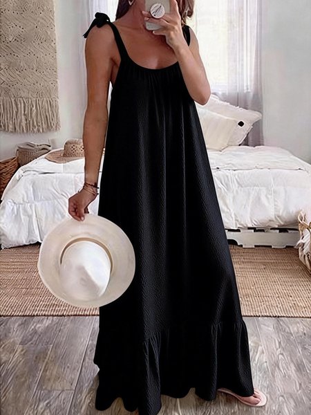 

Women Plain Summer Dress Sleeveless A-Line Dress, Black, Dresses