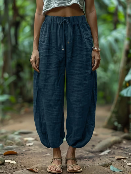 

Women Plain Long Pants Casual Spring/Fall Trousers, Blue, Pants