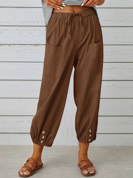 

Women Plain Ankle Pants Pants Casual Spring/Fall Trousers, Brown, Pants