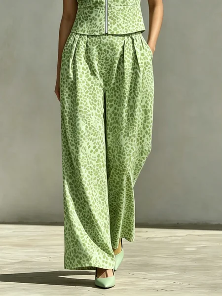 Urban Leopard Printing Wide Leg Pants