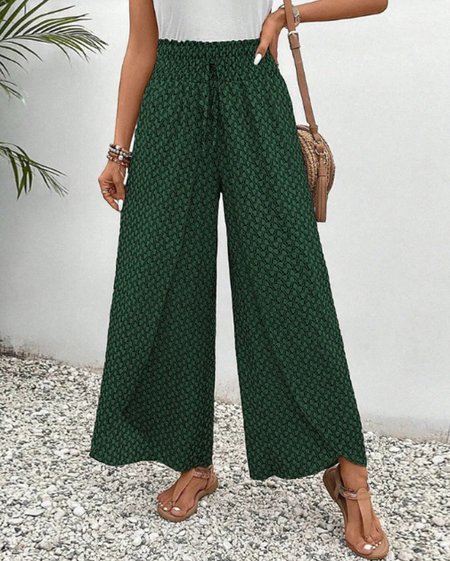 

Women Geometric Long Pants Vintage Spring/Fall Trousers, Green, Pants
