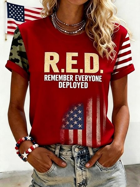 

Casual 3D Printing Crew Neck Short Sleeve T-shirt, Red, T-shirts