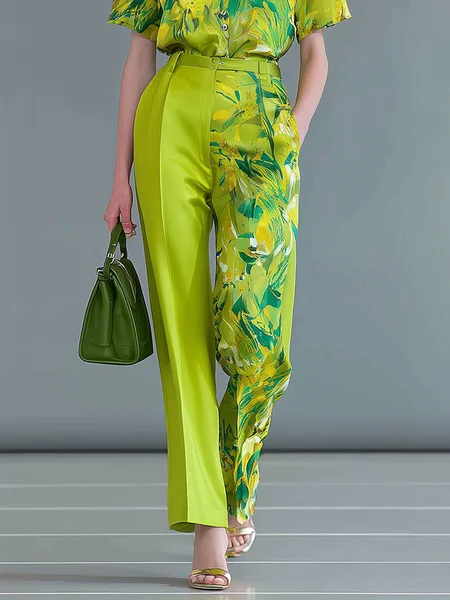 Urban Random Print Printing Straight Pants