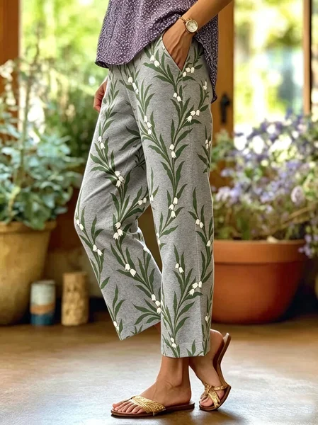 

Women 3D Printing Long Pants Casual Spring/Fall Trousers, Gray, Pants