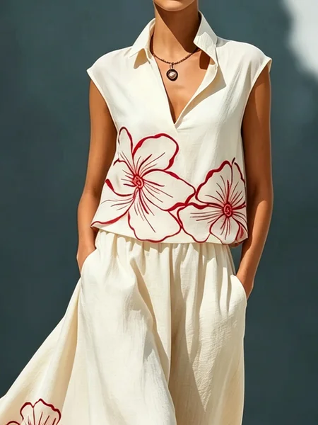 Urban Floral Shirt Collar Blouse