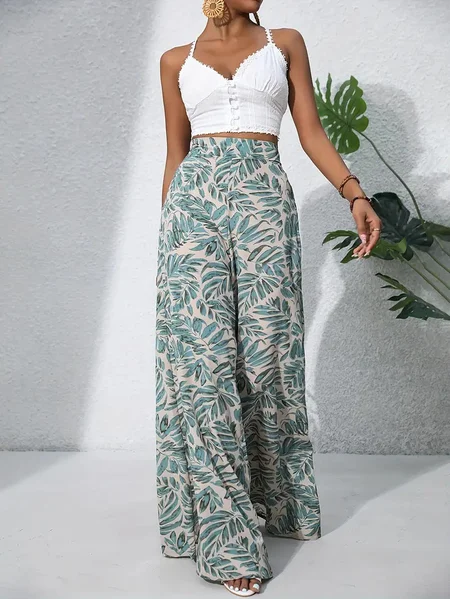 Women Leaf Long Pants Casual Spring/Fall Trousers