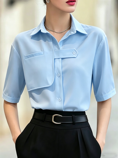 Urban Irregular Craftsmanship Shirt Collar Shirt