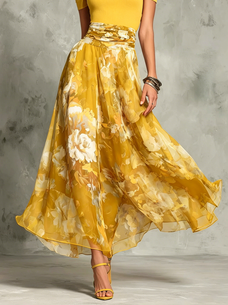 Vacation Floral Maxi Skirt