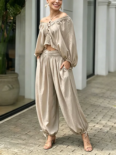 Casual Plain V Neck Loosen Blouse