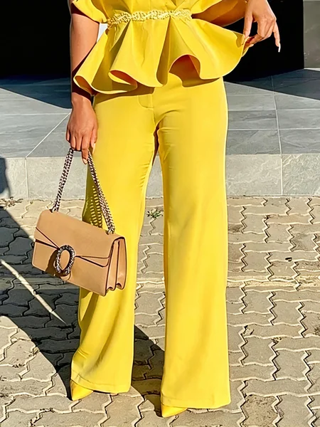 Elegant Plain Straight Pants