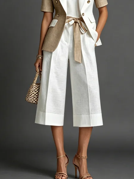 Urban Plain Straight Pants With Belt