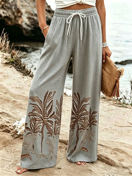 

Women Tropical Long Pants Casual Spring/Fall Trousers, Gray, Pants