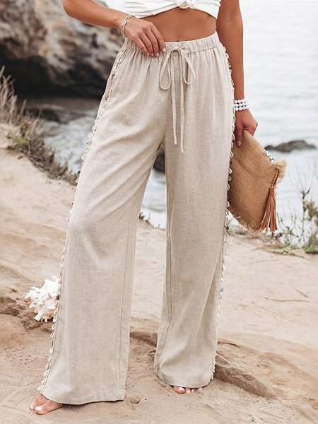 

Women Plain Long Elastic Waist Pants Casual Spring/Fall Trousers, Khaki, Pants