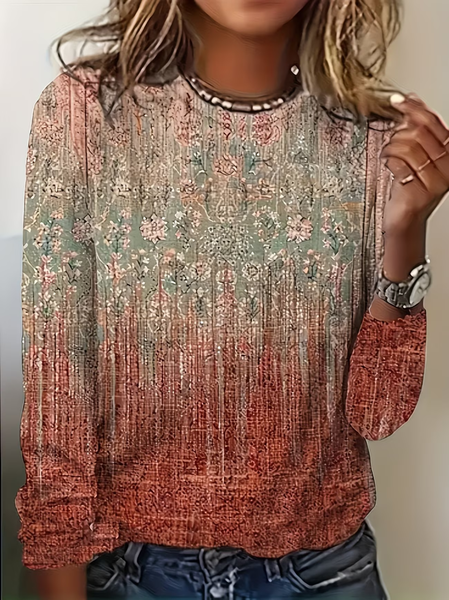 

Women Abstract Long Sleeve Tee T-shirt Crew Neck Printing Casual Graphic Tee Spring/Fall Top, As picture, T-Shirts