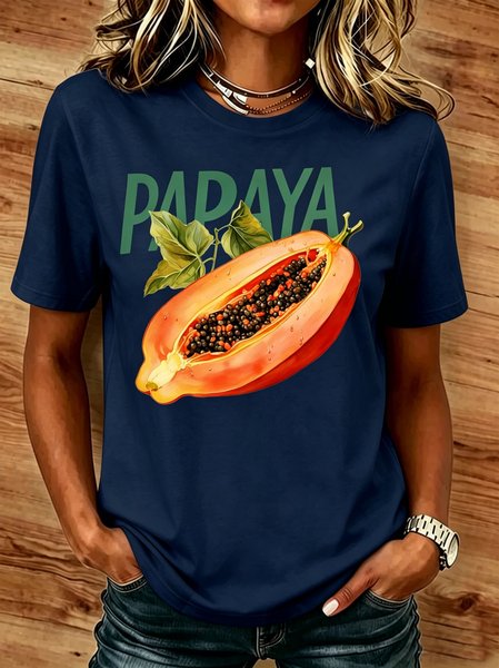 Casual Fruit Crew Neck Short Sleeve T-shirt