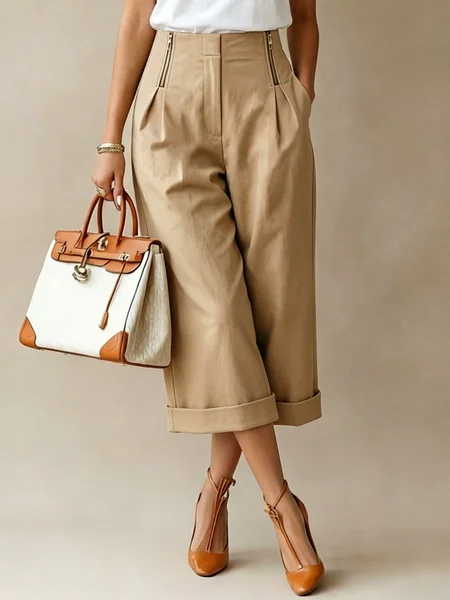 Urban Plain Zipper Straight Pants