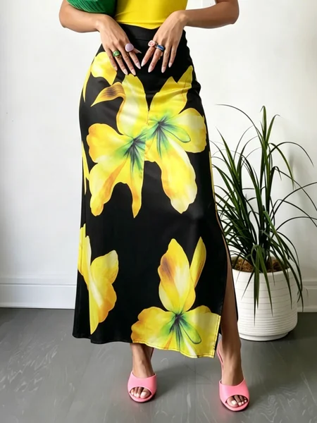 Elegant Printing Floral Maxi Skirt